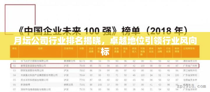 月坛公司行业排名揭晓,卓越地位引领行业风向标