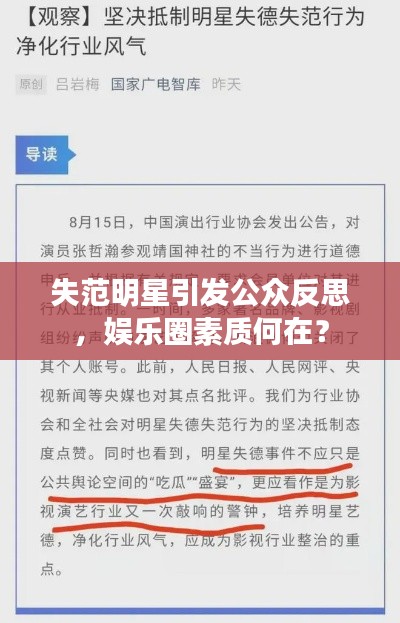 失范明星引发公众反思,娱乐圈素质何在?